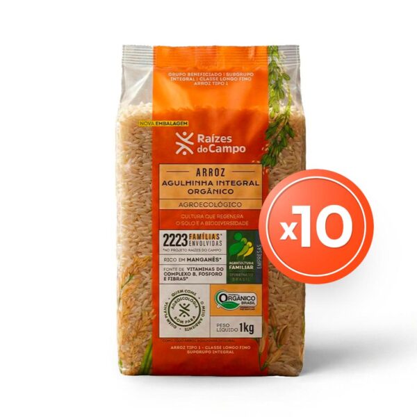 Pack - 10 Unidades de Arroz Agulhinha Integral Orgânico 1kg
