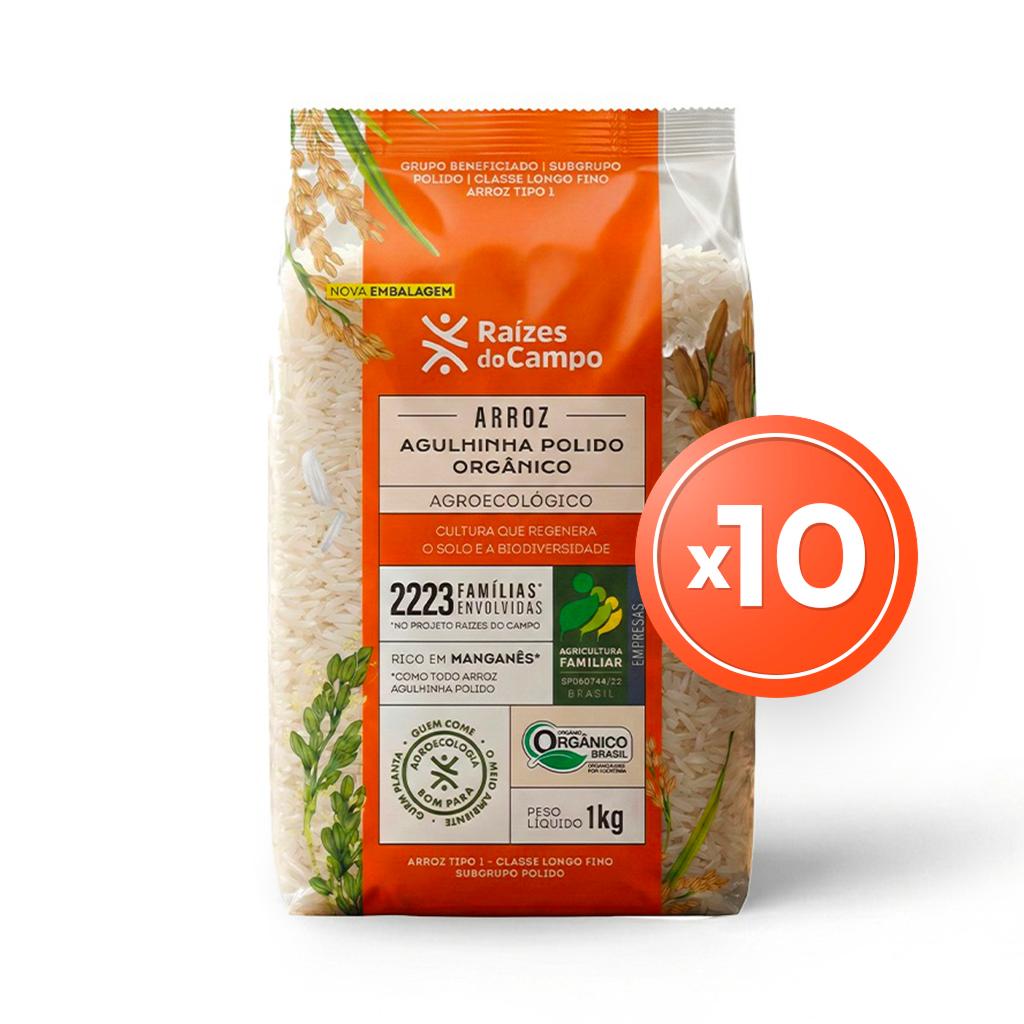 Pack - 10 Unidades de Arroz Agulhinha Polido Orgânico 1kg