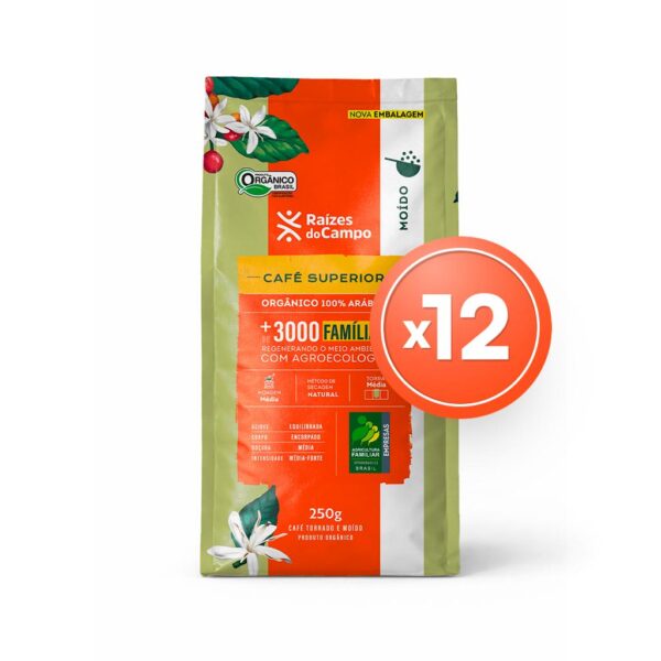 Pack - 12 Unidades de Café Superior Orgânico Torrado e Moído 250g