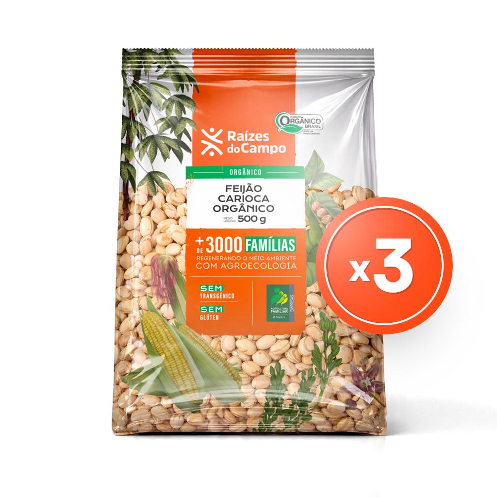 Pack - 3 Unidades de Feijão Carioca Orgânico (500g)