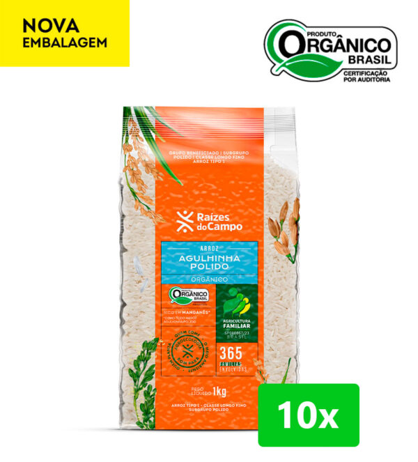 Arroz Agulhinha Polido Orgânico 1kg (Pack com 10)