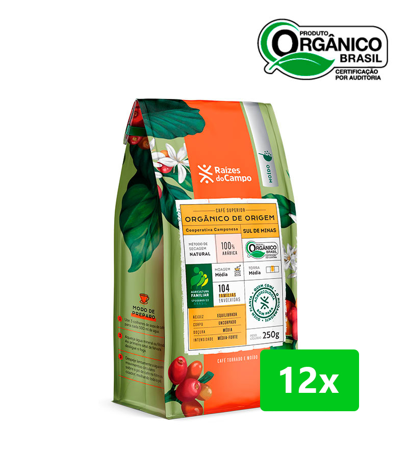 Café Orgânico Torrado e Moído 250g (Pack com 12)