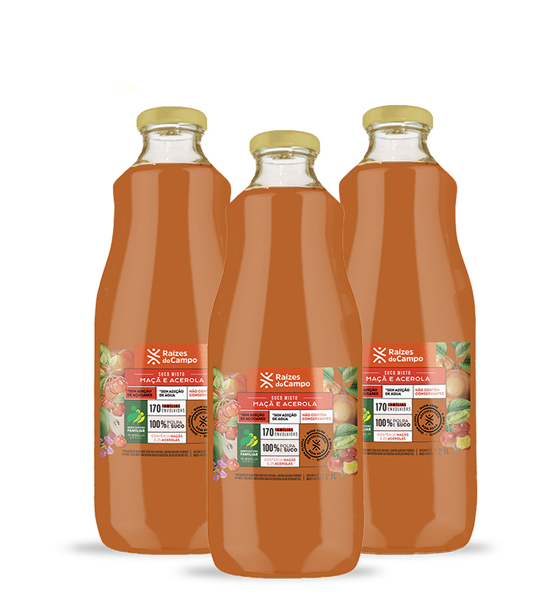 Suco de Acerola e Maçã Integral 1 Litro (Pack com 3)