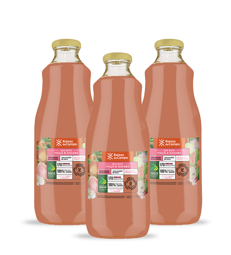 Suco de Goiaba e Maçã Integral 1 Litro (Pack com 3)