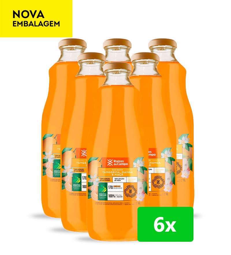 Suco Misto Integral 1 Litro (Manga, Tangerina e Maçã) (Pack com 6)