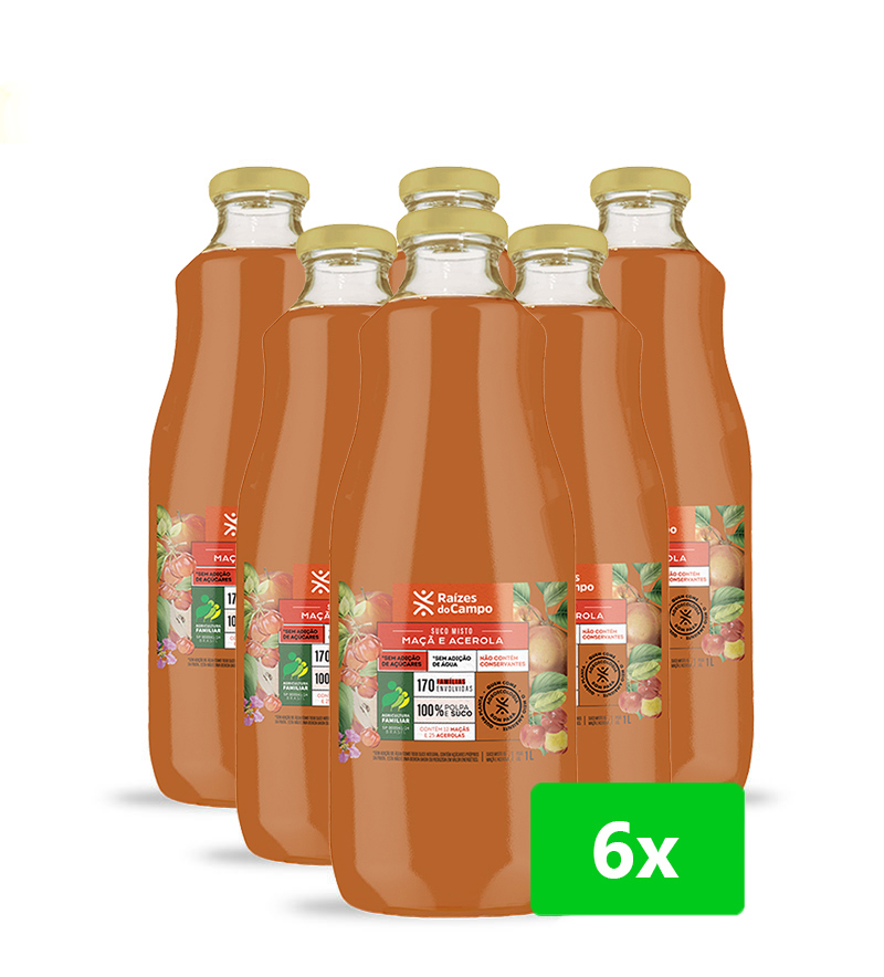 Suco de Acerola e Maçã Integral 1 Litro (Pack com 6)