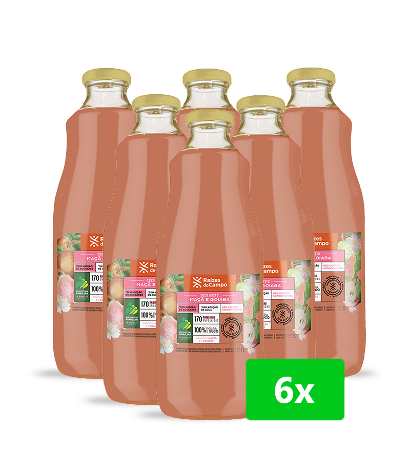 Suco de Goiaba e Maçã Integral 1 Litro (Pack com 6)