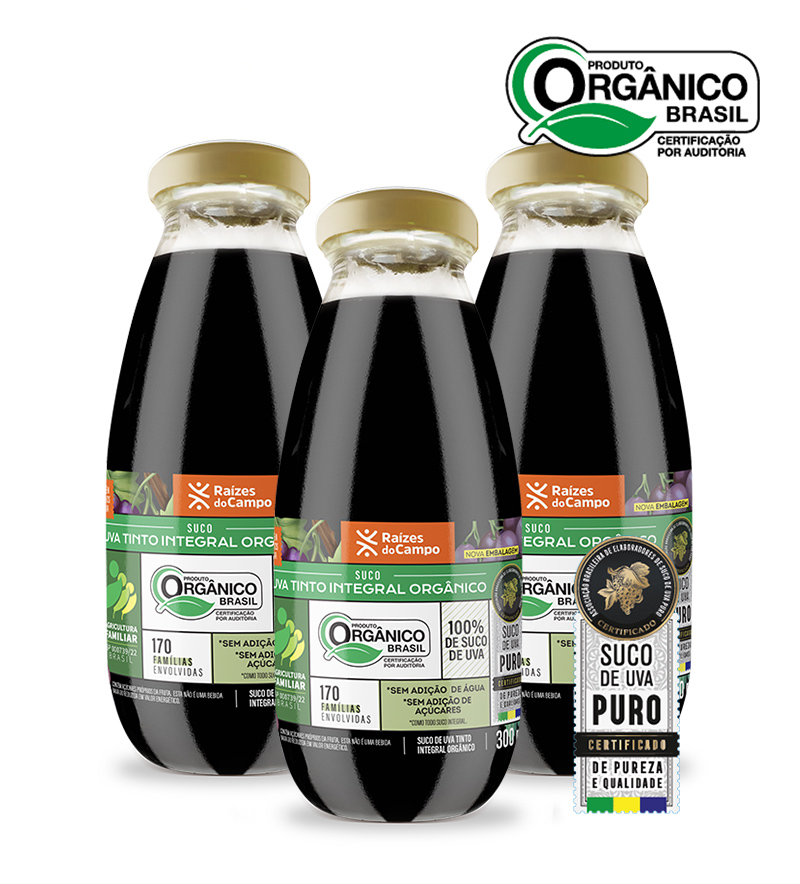 Suco de Uva Integral Orgânico 300ml (Pack com 3)