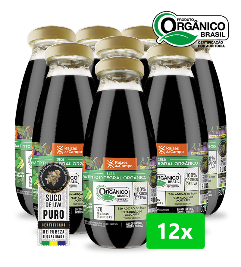 Suco de Uva Integral Orgânico 300ml (Pack com 12)