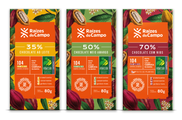 Chocolate 35%, 50% e 70% Cacau com Nibs 80g (pack com 3)